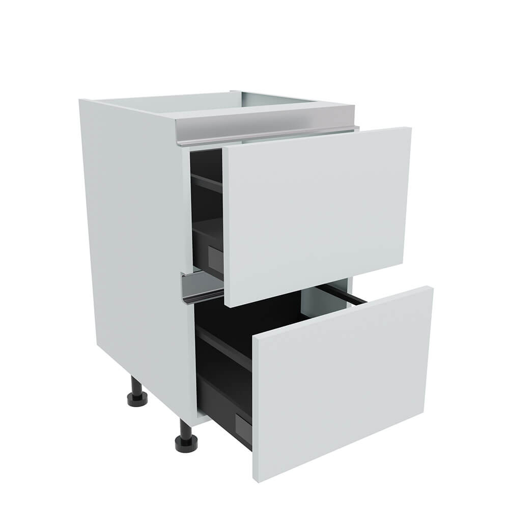 600mm True Handleless 2 Drawer Base Unit (300mm Deep)